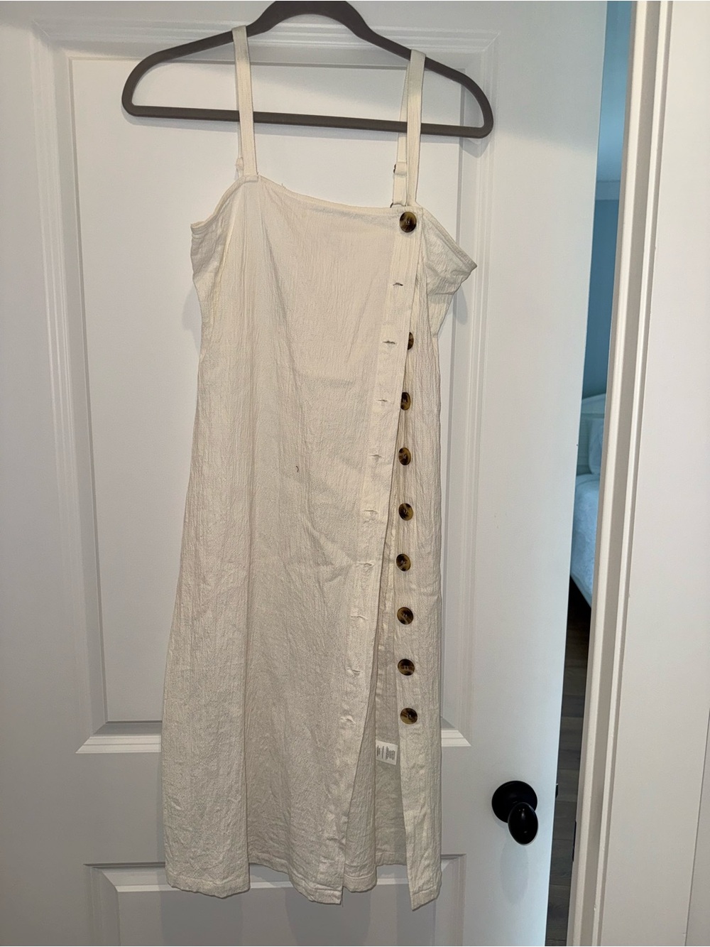 Button-up linen midi
